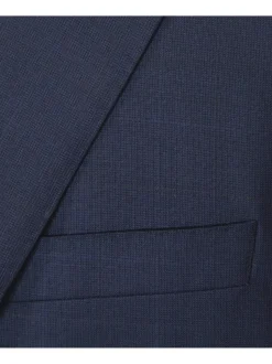 Napoli Mens 46L Navy Blue Plaid 100% Wool Slim Fit 2 Piece Suit