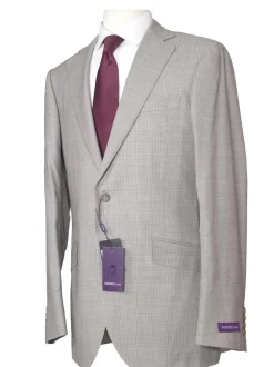 Napoli Mens 42L Tan Houndstooth 100% Reda Wool Slim Fit 2 Piece Suit