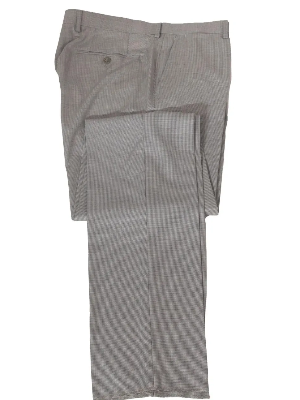 Napoli Mens 42L Tan Houndstooth 100% Reda Wool Slim Fit 2 Piece Suit