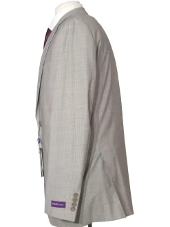 Napoli Mens 42L Tan Houndstooth 100% Reda Wool Slim Fit 2 Piece Suit