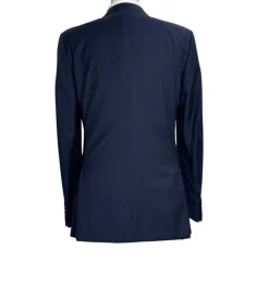 Napoli Mens Navy Pinstripe Notch Lapel Classic Fit 2-Button Wool Suit with Ticket Pocket - 40L