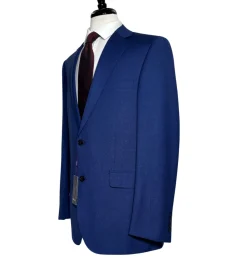 Napoli Mens Royal Blue Weave Notch Lapel Classic Fit 2-Button Wool Suit - 44L