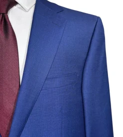 Napoli Mens Royal Blue Weave Notch Lapel Classic Fit 2-Button Wool Suit - 44L