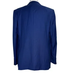 Napoli Mens Royal Blue Weave Notch Lapel Classic Fit 2-Button Wool Suit - 44L