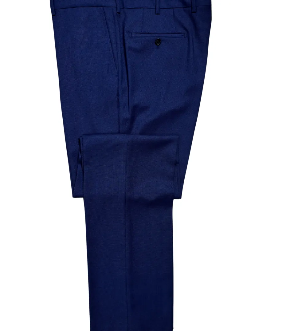 Napoli Mens Royal Blue Weave Notch Lapel Classic Fit 2-Button Wool Suit - 44L