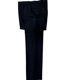 Napoli Mens Solid Black Notch Lapel Slim Fit 2-Button Wool Cashmere Tuxedo with Ticket Pocket - 42L