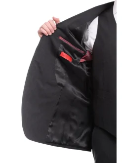 Napoli Mens Solid Charcoal Marzotto 100% Wool Slim Fit 3 Piece Suit