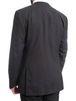 Napoli Mens Solid Charcoal Marzotto 100% Wool Slim Fit 3 Piece Suit