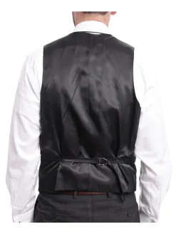 Napoli Mens Solid Charcoal Marzotto 100% Wool Slim Fit 3 Piece Suit