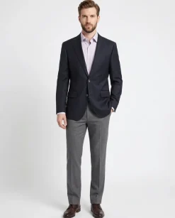 Napoli Mens Solid Navy Blue Classic Fit Wool Cashmere 2 Button Blazer Sportcoat