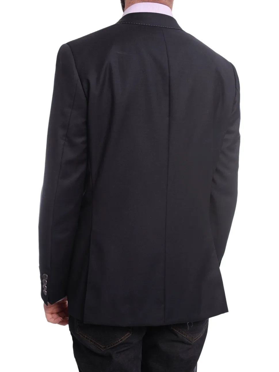 Napoli Mens Solid Navy Blue Classic Fit Wool Cashmere 2 Button Blazer Sportcoat