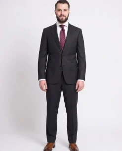 Napoli Modern Fit Solid Charcoal Gray Half Canvassed Wool Cashmere Blend Suit