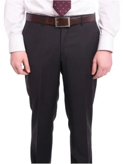 Napoli Modern Fit Solid Charcoal Gray Half Canvassed Wool Cashmere Blend Suit