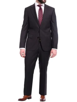 Napoli Modern Fit Solid Charcoal Gray Half Canvassed Wool Cashmere Blend Suit