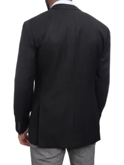 Napoli Slim Fit Black Textured Two Button Half Canvassed Wool Blazer Sportcoat