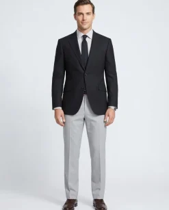 Napoli Slim Fit Black Textured Half Canvassed Zegna Wool Blazer Sportcoat