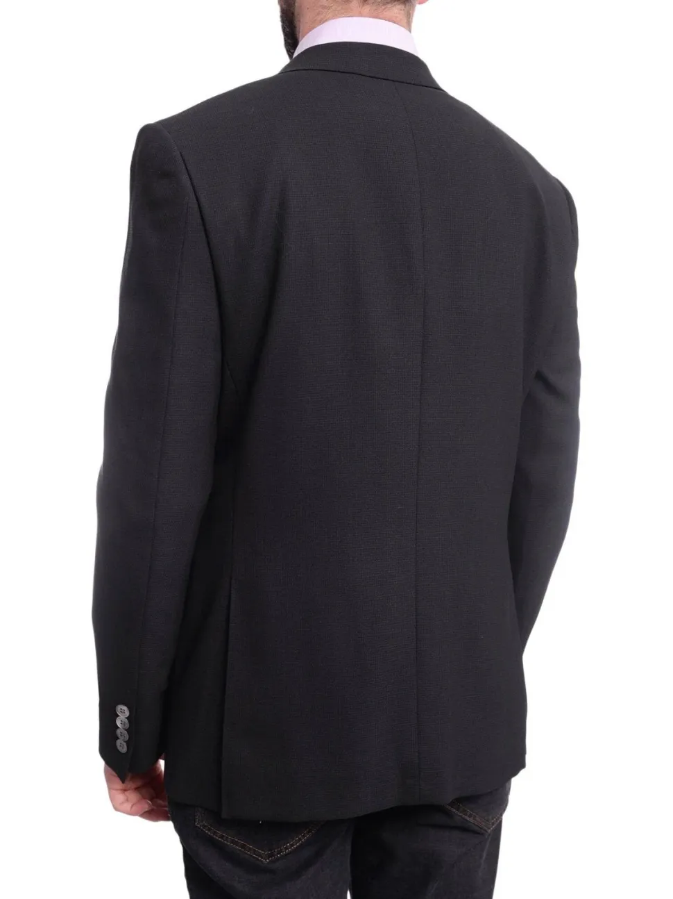 Napoli Slim Fit Black Textured Half Canvassed Zegna Wool Blazer Sportcoat