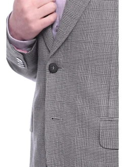 Napoli Slim Fit Black & White Glen Plaid Half Canvassed Zegna Wool Sportcoat