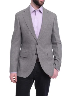 Napoli Slim Fit Black & White Glen Plaid Half Canvassed Zegna Wool Sportcoat