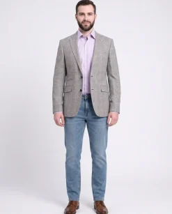 Napoli Slim Fit Black & White Plaid Half Canvassed Wool Blazer Sportcoat