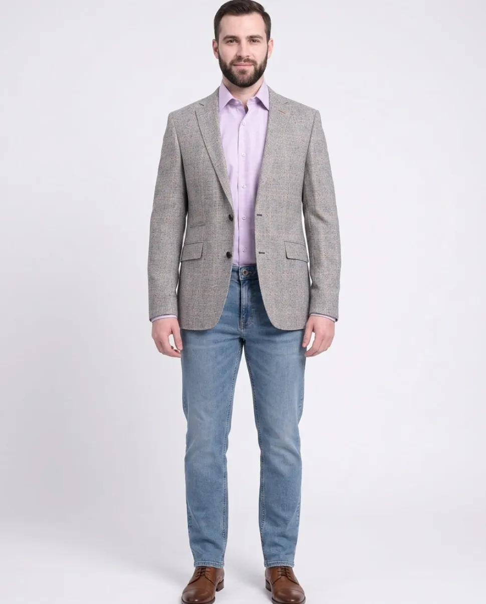 Napoli Slim Fit Black & White Plaid Half Canvassed Wool Blazer Sportcoat
