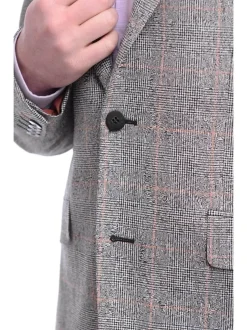 Napoli Slim Fit Black & White Plaid Half Canvassed Wool Blazer Sportcoat