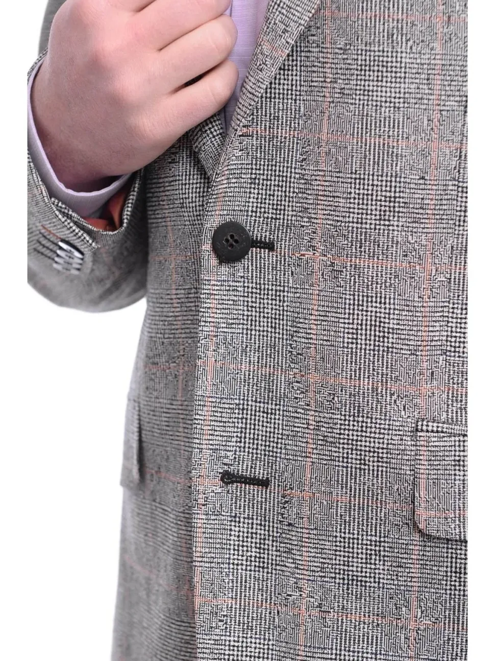 Napoli Slim Fit Black & White Plaid Half Canvassed Wool Blazer Sportcoat