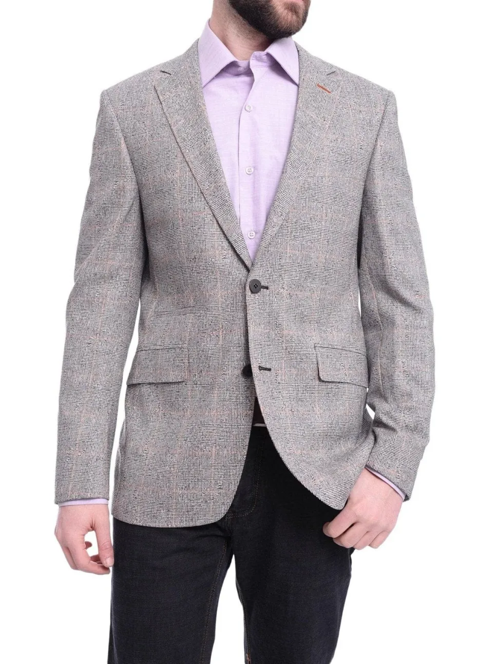 Napoli Slim Fit Black & White Plaid Half Canvassed Wool Blazer Sportcoat