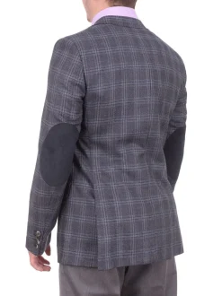 Napoli Slim Fit Blue & Gray Plaid Half Canvassed Silk Wool Blazer Sportcoat