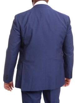 Napoli Slim Fit Blue Mini Check Two Button Half Canvassed Wool Suit