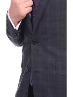 Napoli Slim Fit Blue Plaid Half Canvassed Super 120s Guabello Wool Suit