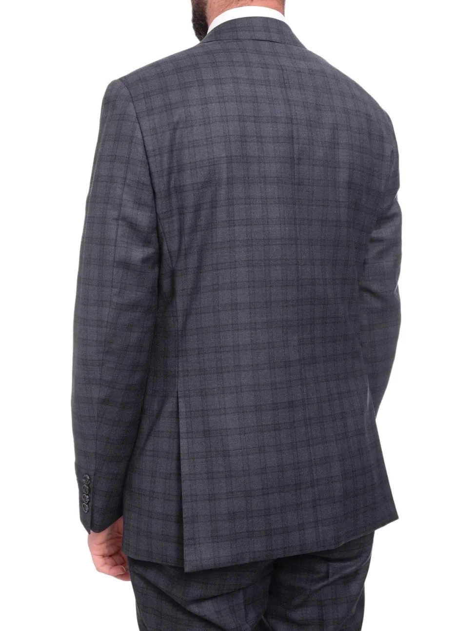 Napoli Slim Fit Blue Plaid Windowpane Half Canvassed Super 150's Wool Suit