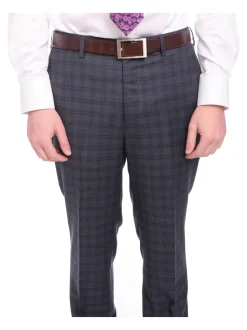 Napoli Slim Fit Blue Plaid Windowpane Half Canvassed Super 150's Wool Suit