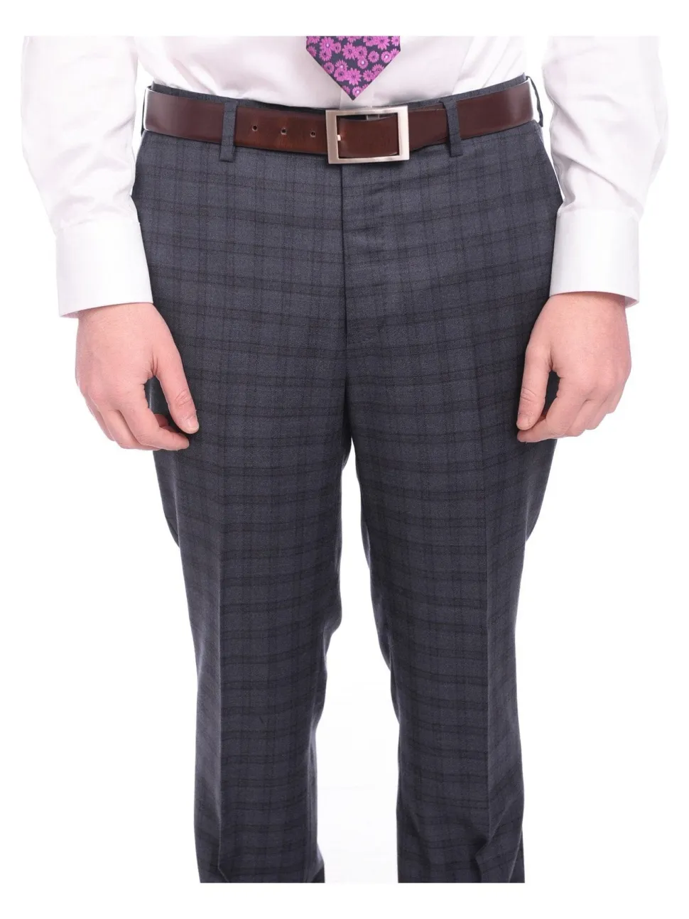 Napoli Slim Fit Blue Plaid Windowpane Half Canvassed Super 150's Wool Suit