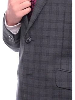 Napoli Slim Fit Blue Plaid Windowpane Half Canvassed Super 150's Wool Suit