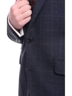 Napoli Slim Fit Blue Plaid with Brown Overcheck Half Canvassed Wool Suit