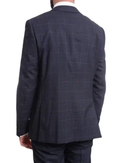 Napoli Slim Fit Blue Plaid with Brown Overcheck Half Canvassed Wool Suit
