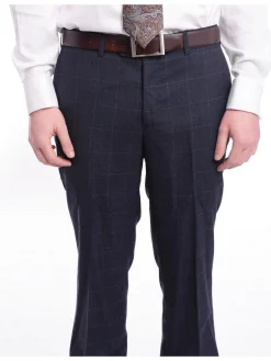 Napoli Slim Fit Blue Plaid with Brown Overcheck Half Canvassed Wool Suit