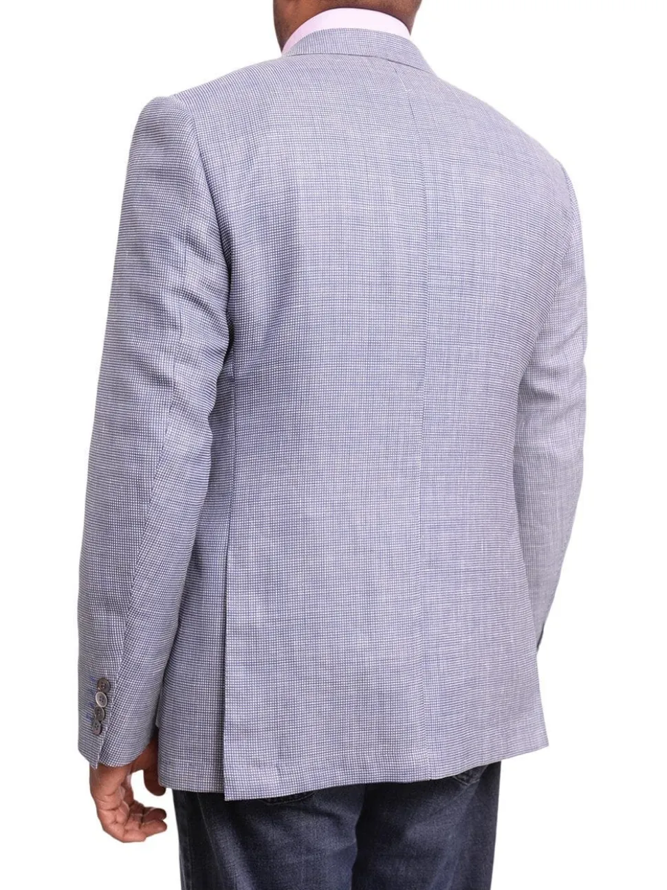 Napoli Slim Fit Blue Textured Two Button Half Canvassed Linen Blazer Sportcoat