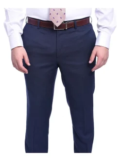Napoli Slim Fit Blue Textured Two Button Half Canvassed Wool Suit
