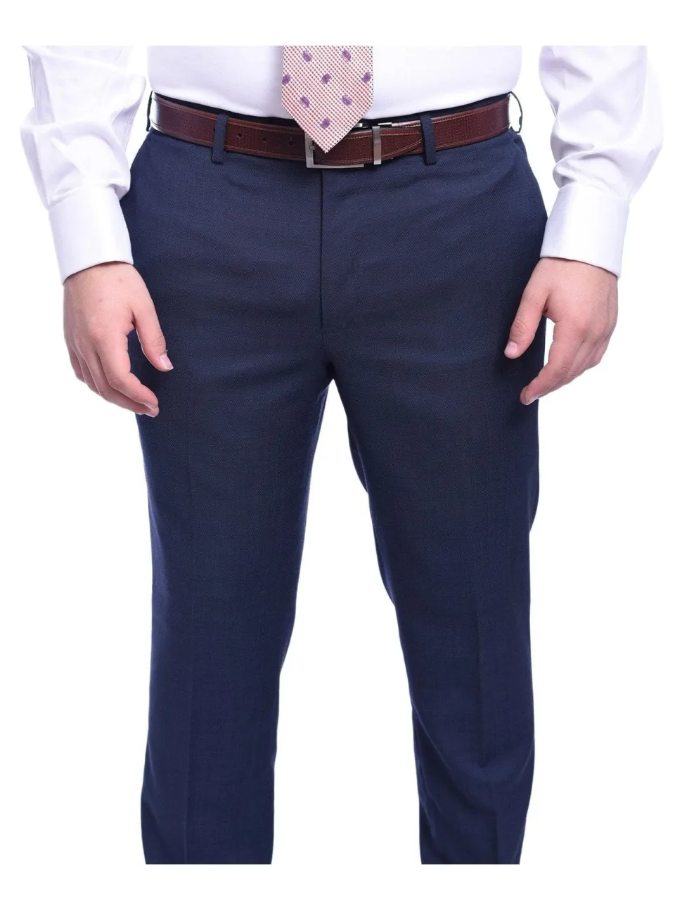 Napoli Slim Fit Blue Textured Two Button Half Canvassed Wool Suit