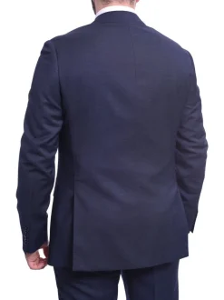 Napoli Slim Fit Blue Textured Two Button Half Canvassed Wool Suit