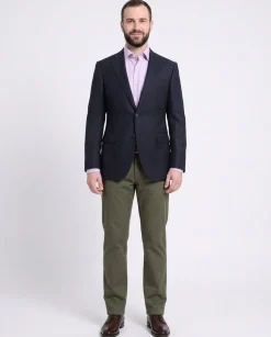 Napoli Slim Fit Blue Twill Half Canvassed Loro Piana Wool Blazer Sportcoat