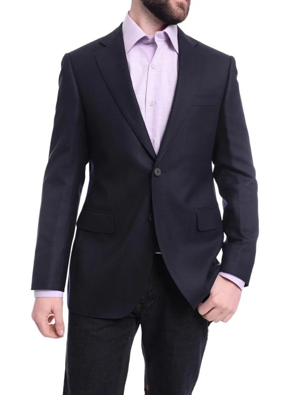 Napoli Slim Fit Blue Twill Half Canvassed Loro Piana Wool Blazer Sportcoat