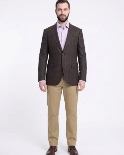 Napoli Slim Fit Brown Glen Plaid Two Button Half Canvassed Wool Blazer Sportcoat