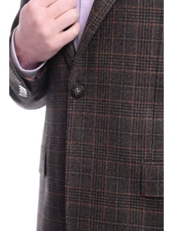 Napoli Slim Fit Brown Glen Plaid Two Button Half Canvassed Wool Blazer Sportcoat