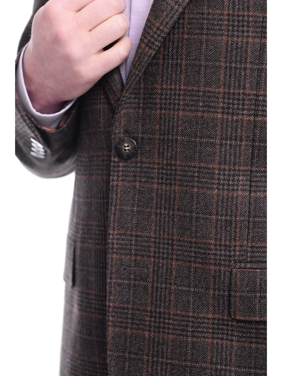 Napoli Slim Fit Brown Glen Plaid Two Button Half Canvassed Wool Blazer Sportcoat