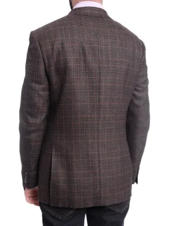 Napoli Slim Fit Brown Glen Plaid Two Button Half Canvassed Wool Blazer Sportcoat