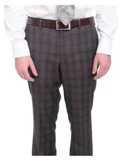 Napoli Slim Fit Brown Glen Plaid Half Canvassed Reda Wool Suit Slanted Pockets