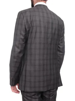 Napoli Slim Fit Brown Glen Plaid Half Canvassed Reda Wool Suit Slanted Pockets
